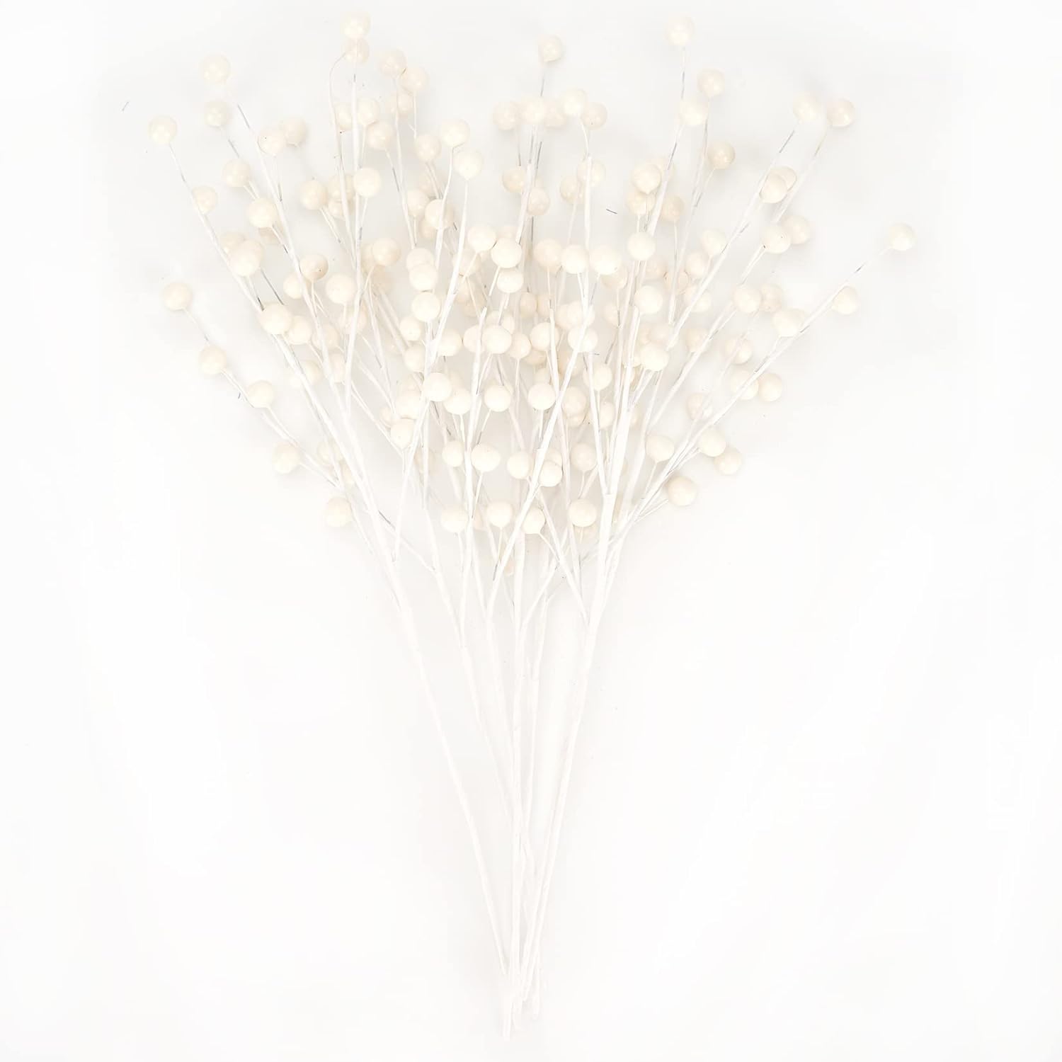 Christmas Berries Picks Set of 12 Xmas Tree Decorations 14inches White Holly Berry Stems Decorative Artificial Floral Picks for Holiday Wreath Garland Floral Table Arrangement Decor